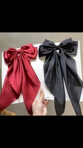 F4 Jepit Rambut Pita Besar Korea Klip Rambut Rumbai Panjang Silky Satin Bowknot Hair Clip HCO013