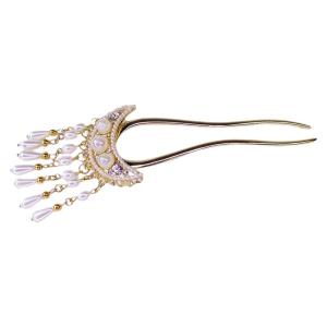 Gold Pearl Tassel Hairpin Bun Headwear Traditional Chinese Style U-Shaped Hairpin Womens Hair Accessories for Various Occasions