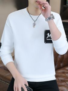 HENGYUANXIANG | Hengyuanxiang Spring Autumn Mens Round Neck Sweatshirt Casual Long Sleeve T-shirt Base Layer Shirt Modern Style Cotton Polyester Blend