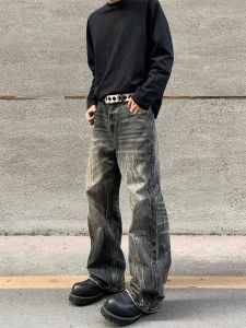 กางเกงยีนส์ทรงตรงสไตล์ย้อนยุคแบบอเมริกันสำหรับผู้หญิง ทรงหลวม ทรงหลวม กางเกงขายาวทรงหลวม กางเกงยีนส์ทรงหลวมสำหรับผู้หญิง