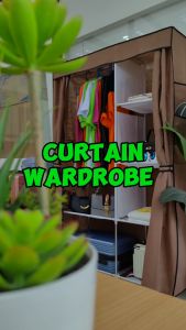 F&F: Curtain Wardrobe with drawer/almari kain/almari baju murah/wardrobe/almari baju/rak baju