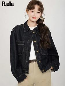 puella | Retro Check Sleeves Denim Jacket