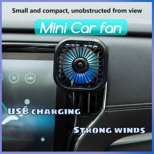 【Original】USB Charging 7 Blade Air Cooler Car Fan Fan With Night Light 360° Rotating Clip Fan Adjustable 3-Speed Suitable for all car models
