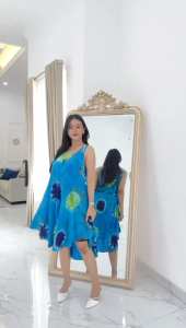 Daster Yukensi Clara Motif Jumputan Batik Sakura Pekalongan Baju Dress Piyama Santai Wanita Ibu Remaja Busui Bumil