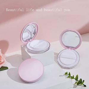 Empty Loose Powder Container with Mirror and Velvet Powder Puff Reusable Compact Container with Elasticated Net Sifter
