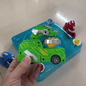 Childrens dinosaur beyblade toy chariot Luminous rotary gyro war toy