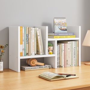 XUXU Desktop Shelf Office Home Bookrack Adjustable Expandable Frame Rak Buku Atas Meja Student Childrens Bookshelf Wooden Desktop Organizer 桌面书架