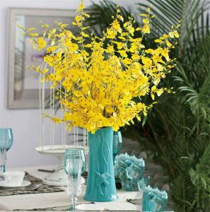 1Pc Yellow Fake Flower Orchid Decoration Living Room Home Wedding - Bunga Orkid Palsu Warna Kuning Hiasa Ruang Tamu Rumah (AMK)