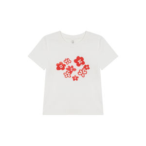 Round Neck Floral Printed Short Sleeve T-shirt