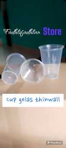 Cup PP injection gelas thinwall 14oz 400ml transparant/tanpa tutup isi 25 pcs