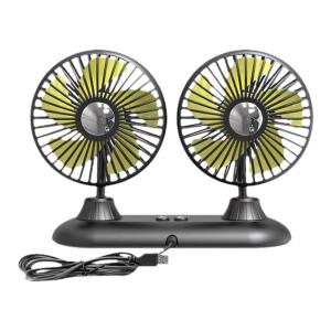 Car Fan 12V/24V Dual Head Strong Cooling USB Connection