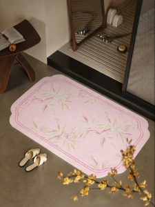 YUNHAOBUYI | Pink Fast Drying Bamboo Bath Mat