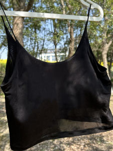 Original Double-Sided Silk Knitted Wrap Chest Vest Womens Short Tank Top with Detachable Pads Thin Strap True Silk by MICC LUCY