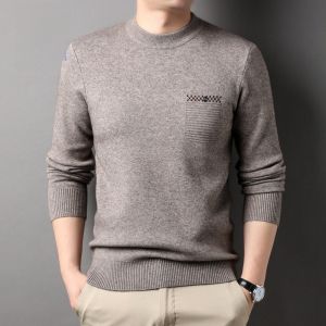 ROMON | Lormen Mens Knitted Sweater Thickened Slim Fit Round Neck Pullover Casual Winter Fashion City Style Long Sleeve Polyester Blend