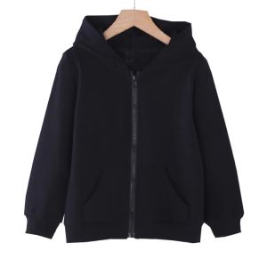 Kids Girls Boys Outdoor Solid Color Top Zipper Coat Casual Hoodie Sweatshirt with Zipper Kids Jacket