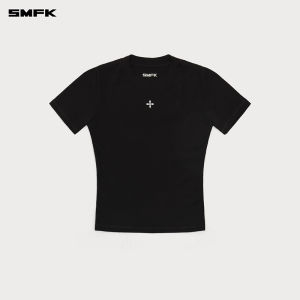 SMFK | Cross Emblem Embroidery Fitted Short Sleeve Sport T-Shirt