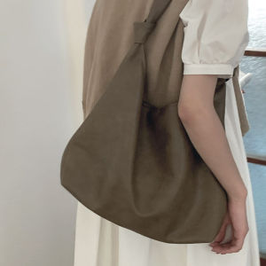 Casual Large Capacity Bucket Bag for Women 2023 New Retro Korean Style Magnetic Buckle Shoulder Bag with Zipper Pocket