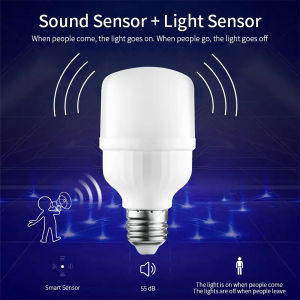 220V Sound Sensor LED Bulb E27 LED Lamp Auto On/Off Voice and Light Control LED Light Bulb Bombillas Lampada for Stairs Pathway