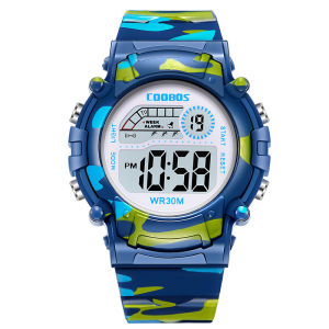 COOBOS Children Watch Navy Blue Camouflage Kids Watch Sport LED Digital Watch Waterproof Luminous Watches For Student Boys Girls