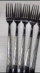 SENDOK & GARPU MAKAN  HITAM MARBLE LUX ISI 6 STAINLESS STEEL DESIGN ELEGANT ANTI KARAT