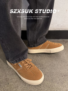 SZXSUK Wine Red Mens Casual Sports Shoes American Trend Retro Board Shoes Low Top round Toe Rubber Outsole Comfortable Sneakers