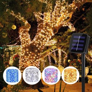 Solar String Fairy Lights 50/100/200LED Waterproof Outdoor Copper Wire Lamp 8 Modes for Christmas Wedding Garden Party New Year Decor