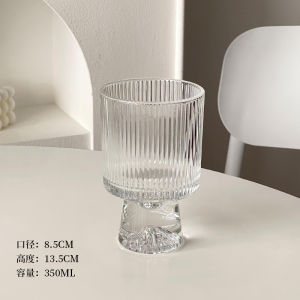 Elegant Glass Beer Cup Creative Beverage Coffee Cup High Footed Beer Glass Cup for Women Cute Luxury Mountain View Water Cup