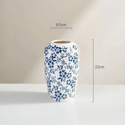 Retro Chinese Blue And White Porcelain Ceramic Flower Vase for Living Room Decor And Dried Flowers Display Home Decoration