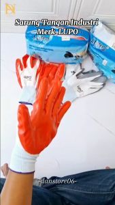 SARUNG TANGAN SAFETY MERK LUPO /SARUNG TANGAN KERJA MERK LUPO/SARUNG TANGAN INDUSTRI KARET LATEX MERK LUPO PREMIUM - Danstore