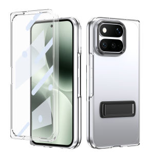 szhaiyu | For Google Pixel 11 Pro Fold 10 Pro Fold Transparent Phone Case With HD Tempered Flim Bracket Stand Shockproof Back Cover Fundas
