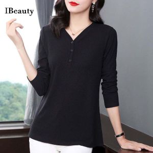 IBeauty Cotton Blouse for Women Plus Size V-Neck Long Sleeve Tops