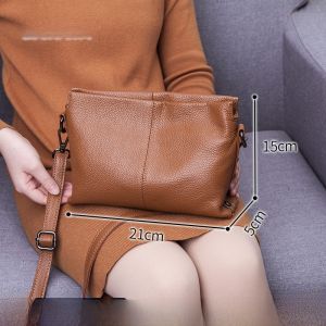Fashionable Pure Leather Crossbody Small Bag Womens Soft Shoulder Bag 2024 New Style Versatile Casual Handbag Shell Shape
