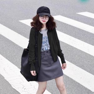 Soft Long Sleeve Knitted Cardigan Womens Autumn Top Layering Blue Warm Gentle Harbor Style Korean Version round Neck Single Button