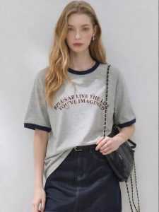 Letter Print Contrast Color Short Sleeve T-Shirt