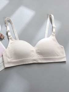 Duofanxi Simple U-Shape Bra for Young Adults Cotton Lining Anti-Sagging Gathered Nylon Cup Detachable Double Shoulder Strap