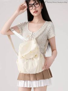 Ladies Large Capacity Folded Puff Travel Bag Casual Summer Outing Backpack Student Versatile Commuting Soft Shoulder Bag