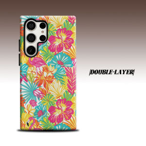 Tropical Flamingo Hibiscus For Samsung Galaxy S26 S25 S24 A56 A36 Dual Layer Luxury Fashion Full Lens Protective Case
