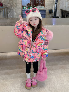 เสื้อแจ็คเก็ตผ้าฝ้ายหนาสำหรับเด็กผู้หญิงฤดูหนาว ขนแกะขนาดใหญ่ แจ็คเก็ตขนนกหวีด แจ็คเก็ตผู้หญิง แฟชั่นฤดูหนาว เสื้อผ้าเด็กผู้หญิง