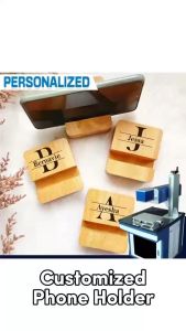 Transfer it Customized/Personalized Laser/Engrave Wooden Cellphone Holder First name Design