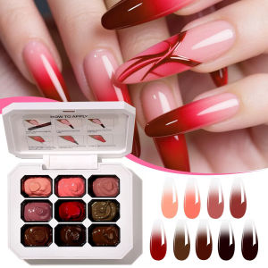 Parkson | 9/16/24 Colors Ombre Gel Palette Gradient Painting Gel Polish Soak Off UV LED Solid Pudding Cream Sponge Nail Art Kit