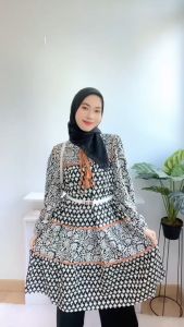 [Basica Moda] 1805 Gaun Dress Lengan Panjang Wanita Loose Moldova Twistcone Import 01