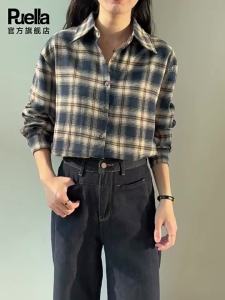 puella | Áo Blouse Flannel Caro ấm áp dành cho nữ
