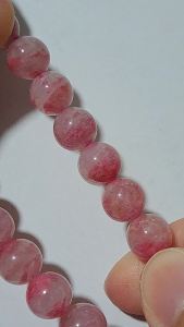 半盆晶体化薇辉石水晶手串 half bowl crystallized rhodonite crystal bracelet 8.8mm
