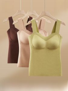 MiiOW | Warm Thermal Vest Womens No-Wear Bra Velvet Heating Strapless Sleeveless Top Autumn Winter Solid Color Pure Wool Blend