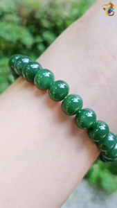 Collection Grade Green Nephrite Jade Abacus Rondelle Bracelet