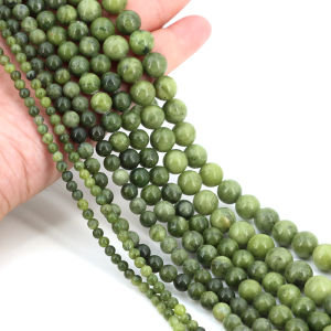 4 6 8 10 MM Natural Green Southern Jade Stone Round Loose Spacer Beads for Jewelry Making DIY Bracelet Necklace Accessories 15