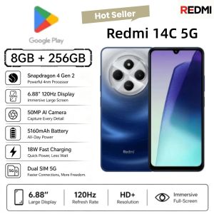Redmi | 2026 new Redmi 14C 5G LTE 8GB RAM 256GB Phone 6.88-inch 120Hz Screen 50MP AI Camera 13MP Selfie 5160mAh 18W Fast Charge