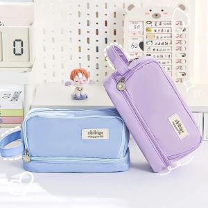 Pencil Bag for School Students with Large Capacity Multi-functional Pen Case Macaron Color Matching Cute Pencil Case Storage