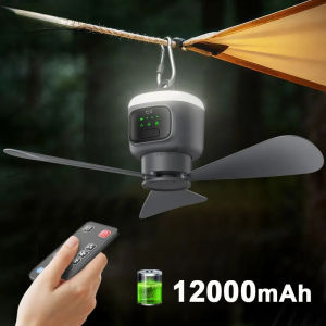 Quạt Trần Mini Sạc USB 12000mAh Quạt Treo Không Dây Gió Mạnh Im Lặng Dành Cho Giường Ký Túc Xá Sinh Viên & Màn Chống Muỗi