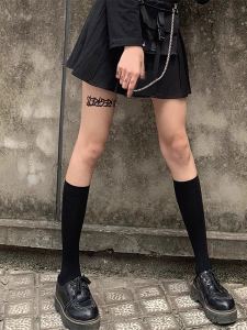 Black Calf Socks Womens Velvet Spring & Fall Thin Breathable Lolita Japanese Style Sweet Stockings with Mary Jane